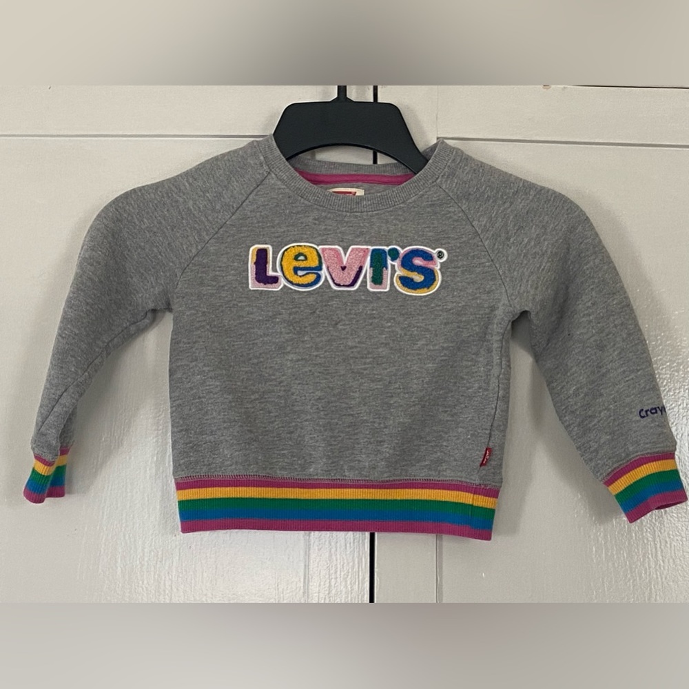 Levi's Sweatshirt. Gray with Crayola Rainbow Colored Accents